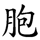 Chinesisches Zeichen fuer Vierling in chinesischer Schrift, Zeichen Nummer 2.